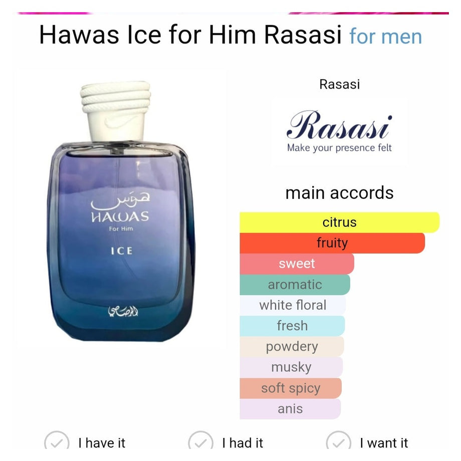 Rasasi Hawas Ice For Him 100ml – Dubai perfumes SA
