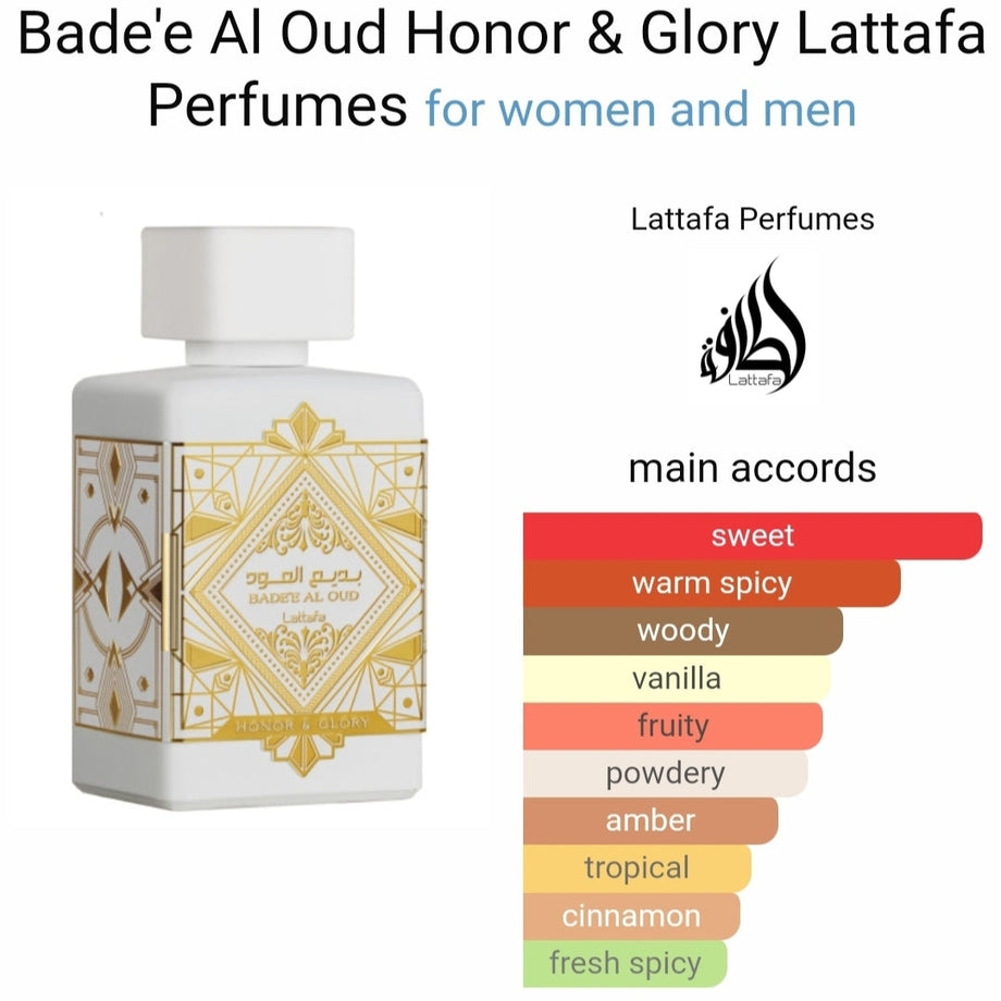 Bade'e Al Oud Honor & Glory lattafa Perfumes 100ml – Dubai perfumes SA