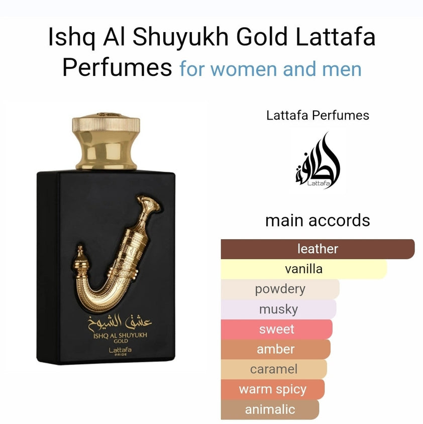 Ishq Al Shuyukh Gold Lattafa Perfumes 100ml – Dubai perfumes SA