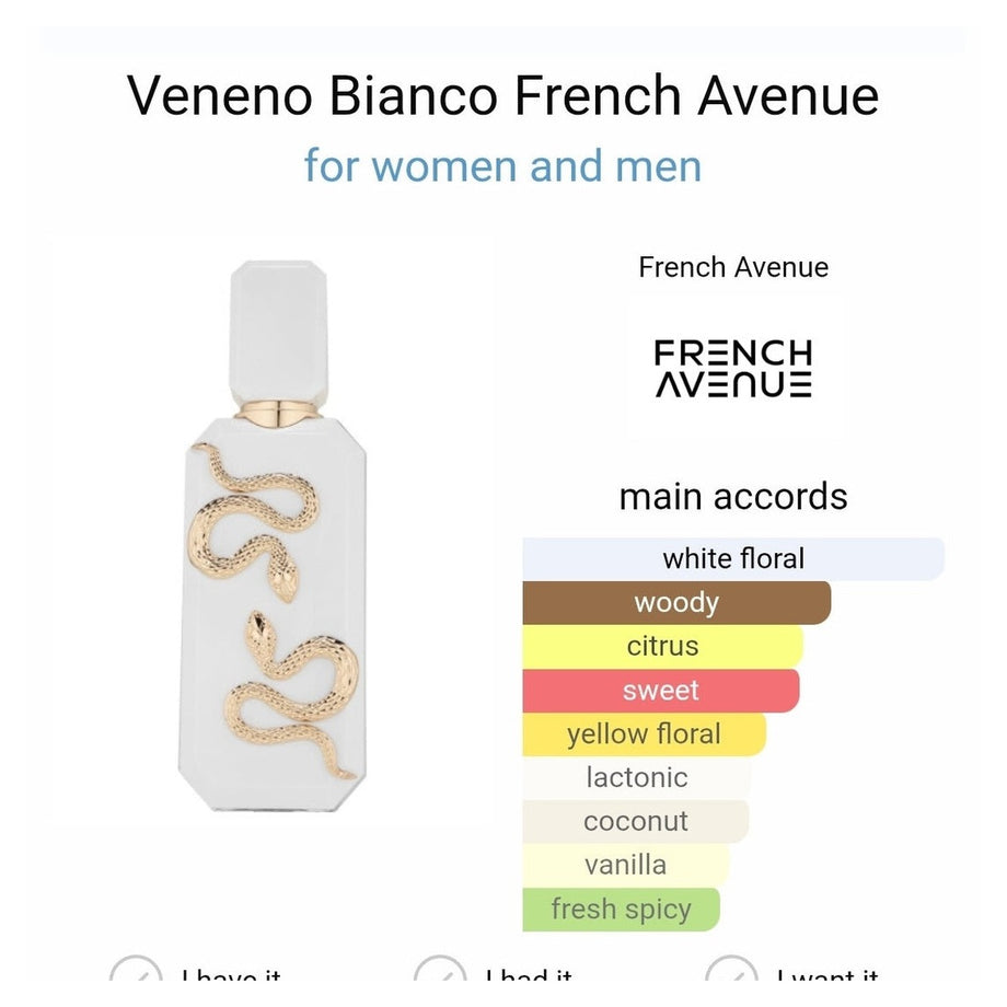⭕️Perfume FC限定✨ BAKUNE　popo White　ホワイト　M Veneno Bianco French Avenue edp 100ml – Dubai perfumes SA