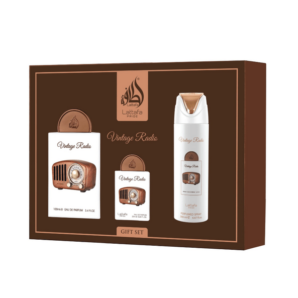 Vintage Radio lattafa pride Gift set – Dubai perfumes SA