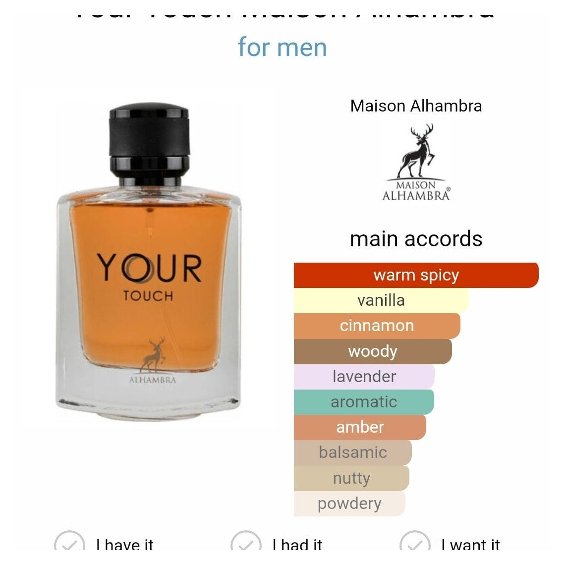Your touch for men maison Alhambra edp 100ml – Dubai perfumes SA